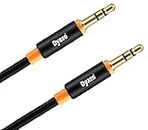 Dyazo 6 ft Aux Cable with 3.5mm Male To Male jack | Nylon Braided | Long Audio Cable | 24 K Gold Plated Stereo Wire Made For Mobile, Headphones & Speaker, car (Black & Orange)
