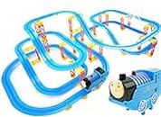 Kiditos Electric Powered Train Track Set Motorized Engine DIY Self-Assemble Multi-Level Track Builder Set (115 Pcs) with Realistic Sound & Flashing Lights for Kids Boys & Girls Ages 3+ Years