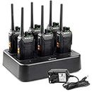 Retevis RT27 Walkie Talkie, Long Range Walkie Talkies for Adults, with 6 Way Charger, Rechargeable Two Way Radio PMR446, 16 Channels, VOX 2 Way Radios for School, Factory, Security (6 Pack, Black)