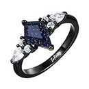 Blue Sandstone Orion Nebula Promise Ring, Galaxy-Themed Eternity Band Rings for Women, Engagement Rings for Her, Black Kite Cut Ring