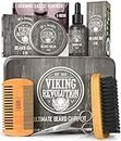 Viking Revolution Beard Kit for Men - Ultimate Gifts for Men - Metal Giftable Box Includes Boar Beard Brush, Beard Comb, Beard Balm, Beard Oil & Beard & Mustache Scissors - Beard Grooming Kit