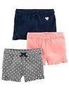 Simple Joys by Carter's Baby Girls' Knit Shorts, Pack of 3, Pink/Grey/Navy, 3-6 Months