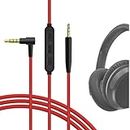 Bose SoundTrue, SoundTrue Around-Ear II, QuietComfort QC25, QC35 Headphone Replacement Cable/Audio Cord with Inline Mic and Volume Control, Works with Apple, Android, Windows Phone (Red)