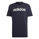 adidas Essentials Single Jersey Linear Embroidered Logo Short Sleeve T-shirt, Maglietta Uomo, Legend Ink/White, S