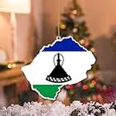 WoGuangis Adorno – Lesotho Contour Country Flag Tree Decor Ornaments Lesotho Ornaments Christmas Decorations Gift World Traveler Christmas Keepsake Acrylic Christmas Tree Decor