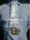 BABY SHOWER DAD TO BE TIE "IT'S A BOY" ELEPHANT BLUE RIBBON Corsage Pin Sash