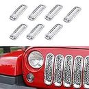 RT-TCZ Upgrade Version Clip-on Grille Front Mesh Grille Inserts for Jeep Wrangler 2007-2015 (Chrome)