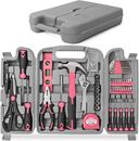 56-teiliges rosa Zuhause & Büro zum Selbermachen Werkzeug-Kit-Set. Komplettes Haushaltswerkzeug