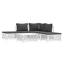 Outdoor Lounge Set 6 Piece Sectional Sofa with Cushions White Steel vidaXL