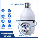 360° 1080P WiFi Dual Lens Security Camera 10X Hybrid Zoom E27 Light Bulb Camera