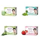 Rosa Transparent Soap Combo of Aloevera, Mint, Neem And Strawberry | For Men & Women | For All skin I Natural ingredients I Bathing Bar I For soft and smooth skin | Pack of 4 | Each 100g