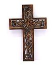 ESPLANADE Jesus Christ Cross Catholic Wooden Crucifix for Wall, Church Chapel | Home Decor | Wood - 12.25" Inches - Brown