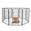 Pawz 8 Panel Fence Playpen for Dog, Size 24 Inch, Black, Baby Gate, Variable Shape Dog Kennel Playpen, Foldable Design, Lockable Pet Gate, Outdoor Indoor Cat Dog Enclosure