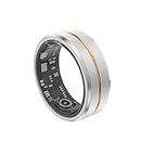 ENTENTE Smart Ring Silver Health Tracker Activity Tracker Heart Rate Monitor Sleep Recorder Activity Reminder IP68 Waterproof Level (1 Gold Plating,US 12#)