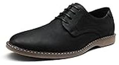 JOUSEN Men's Oxford Plain Toe Classic Lightweight Suede Casual Dress Shoes (9,Classic Suede-619-Black)