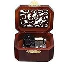 Biscount Mini Hollow Antique Carved Music Box Wind Up Wooden Musical Box Toy - Hedwig's Theme Valentine's Day Gift Present