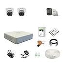 HIKVISION 4 Channel DVR with 5MP 2 Dome & 1 Bullet Cameras with Audio Recording (Day/Night Vision) + 1TB HDD + Copper Cable Roll (1+3) + CLOCITE 4 CH Power Supply + BNC & DC Full Combo Kit