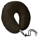 MY ARMOR Neck Pillow for Travel with 1 Year Warranty, Soft & Supportive Mircofiber Travel Pillow for Sleeping in Flight, Train & Car, Premium Velvet, Brown