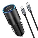 Fast USB C Car Adapter, Dual PD 3.0 Ports 20W Cigarette Lighter Charger for iPhone 15/Pro/Pro Max/Plus, iPad Pro 2022/Air 5/Mini 6, Google Pixel 8 Pro and Galaxy Phone+3.3ft Type C Cable Cord