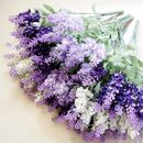 9 Bundles Artificial Flower Plastic Lavender Fake Plants Wedding Bridle Bouquet