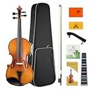 Yasisid Violin Stringed Musical Instruments,For Beginner & Adults,with Hard Case,Bow, Rosin,Shoulder Rest,Extra Strings,Violin Full Set 3/4
