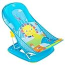Mee Mee Infant Anti-Slip Bather | Bathing Chair | Foldable & Compact | Space Saving | 3-Position Adjustable | Easy-to-Clean | Soft Mesh Seat | Foot Rest | Pretty Blue | Age 0-24 Months (Blue)