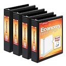 Cardinal Economy 3 Ring Binder, 1.5 Inch, Presentation View, Black, Holds 350 Sheets, Nonstick, PVC Free, 4 Pack of Binders (79519)