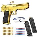 YoeDirect Shooting Toy Pull Back Action Jump Ejecting Magazine Pistol Toys Foam Blaster for 8 Years+ Children Boys & Girls, Gold