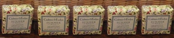 CRABTREE & EVELYN Lot SUMMER HILL Triple-Milled BAR SOAP 5 @ 3.5 oz. $0 SHIPPING