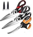 Kitchen Scissors Set 3 Pack, Kitchen Shears Heavy Duty Stainless Steel Cooking Shears and Sharp Seafood Sissors, Multipurpose Utility Scissors Dishwasher Safe for Cutting Meat, Food, Fish, Poultry