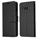 TECHGEAR Galaxy S10e Leather Wallet Case, Flip Protective Case Cover with Card Slots, Kickstand and Wrist Strap - Black PU Leather Designed For Samsung Galaxy S10e
