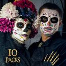 Maquillaje para tatuajes de cara del Día de los Muertos - Disfraz de Halloween para mujeres hombres adultos niños