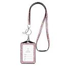 SAVORI Bling Badge Lanyard with ID Holder, Rhinestone Sturdy Neck Lanyard Horizontal Name Card Holder for Women Girl (Pink)