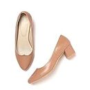 Marc Loire Women's Beige Formal Block Heel Pump Shoes for Office, 5 UK