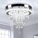 11.8" Crystal Chandelier Modern LED Ceiling Light Stainless Steel Light Fixture Chandelier for Bedrooms Dinning Room Hallway (Cool White)