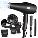 SNOWSEN Professional Hair Dryer 2200W, Fast Drying Salon Hairdryer with Diffuser, Nozzle & Concentrator for Multi Hairstyles, Afro Hairdryer, Ionic Hair Dryer with 2 Speeds, 3 Heating and Cool Button