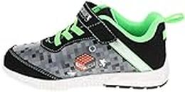 Minecraft Shoes for Boys, Light-Up Sneakers with Adjustable Strap, Green/Black, Size 1 Big Kid