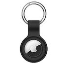 Linsaner Compatible with AirTag Case Keychain Air Tag Holder Silicone AirTags Key Ring Cases Tags Chain Apple AirTag GPS Item Finders Accessories，Black