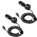 2Pack 2.4A Fast Charging USB C Car Charger Adapter with 3ft Type C Coiled Cable for Samsung Galaxy S22 S21 S20 FE S20 Plus Ultra S10 S10e S9 S8+ A13 A02S A12 A10E A11 A20 A21 A50 A51, LG Stylo 6 5 4