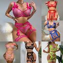 Abbigliamento erotico tentazione pigiama fluorescente divertente biancheria intima rete patchwork