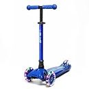 i-Glide 3-Wheel Scooter for Kids Ages 2 to 8 yrs. Adjustable Height Handlebar, Light-up Wheels, Australian Owned and Designed (Blue/Blue)