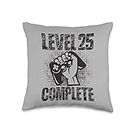 Gamer Zocker Konsole PC Game Videospiel Designs Level Complete Birthday Gift 25 Years Gamer Throw Pillow, 16x16, Multicolor