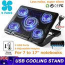 7-17inch Laptop Cooling Pad with 5 Quiet Fans Adjustable Height Laptop Cooler