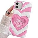 mobistyle Designed for iPhone 11 Cover with Luxury Heart Cartoon Design Soft Silicone Aesthetic Women Teen Girls Back Cover Cases for iPhone 11 (Pink)