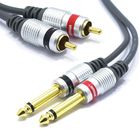 Kabel 2RCA Stecker auf 2x Buchse 6,35 mm 1/4 Zoll Mono 1,5 m Vitalco Audio TS 6,35 bis 2