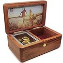 18 note wind up Solid Wood Jewelry Music Box with Photo Frame, the best gift for Christmas/Birthday/Valentine's Day/Mother's Day，Tune of You are My Sunshine (Rosewood)