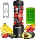 ROSEVIEW Portable Blender Smoothy blenders Glass Bottle Smoothie Mini Juicer Smoothies Mixer Maker Cordless juicer Travel Fruit Personal mixeur Cup melangeur Shake USB Rechargeable (Black)