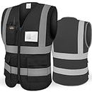 TICONN Reflective Safety Vest High Visibility Class II Mesh Vest for Women & Men Meets ANSI Standards (1PK, Black, L)