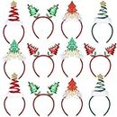Liliful 12 Pcs Christmas Tree Headband Glitter Xmas Tree Headwear Christmas Accessories Decorations Costume Hair Hoop for Girls Women Adult Cosplay Holiday Party Favor