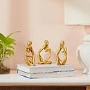 Amazon Brand - Solimo Resin Thinker Man Showpiece for Home Decor (Set of 3)